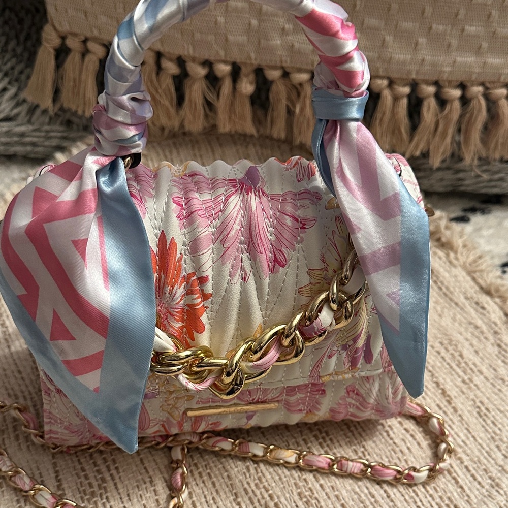 ALDO Floral Shoulder Bag - Pink and Gold